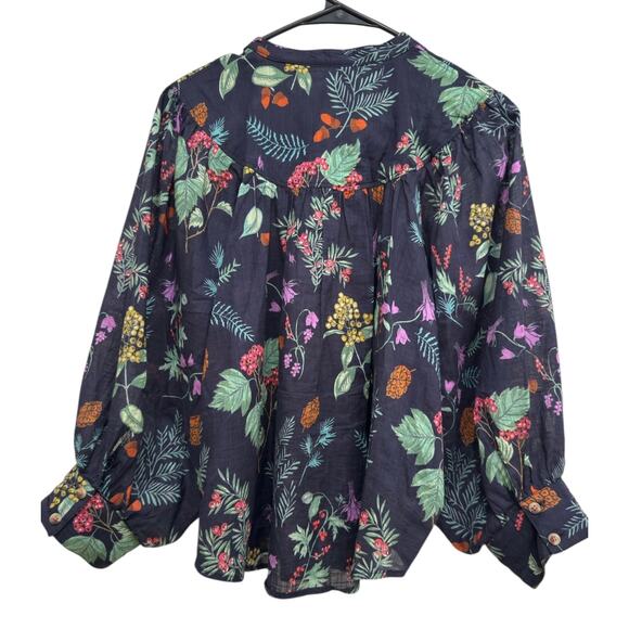 Maeve by Anthropologie Oversized Puff Sleeve Botanical Floral Blouse Top  Size M - Picture 7 of 7
